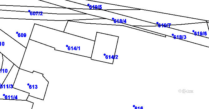 Parcela st. 614/2 v KÚ Hruškové Dvory, Katastrální mapa
