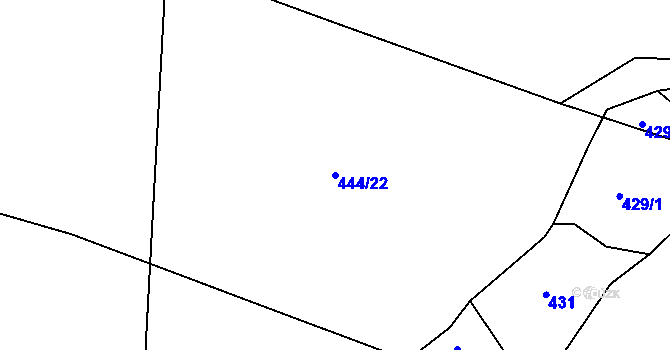 Parcela st. 444/22 v KÚ Hruškové Dvory, Katastrální mapa