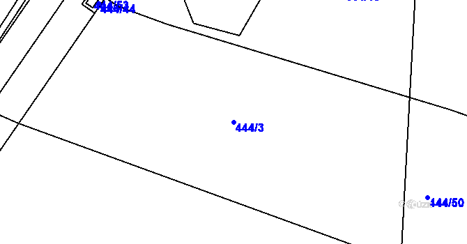 Parcela st. 444/3 v KÚ Hruškové Dvory, Katastrální mapa