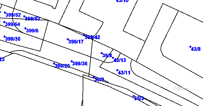 Parcela st. 39/8 v KÚ Hruškové Dvory, Katastrální mapa