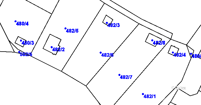 Parcela st. 482/6 v KÚ Hruškové Dvory, Katastrální mapa