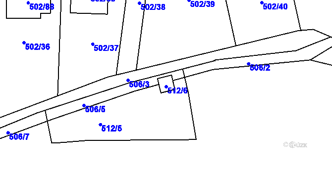 Parcela st. 512/6 v KÚ Hruškové Dvory, Katastrální mapa