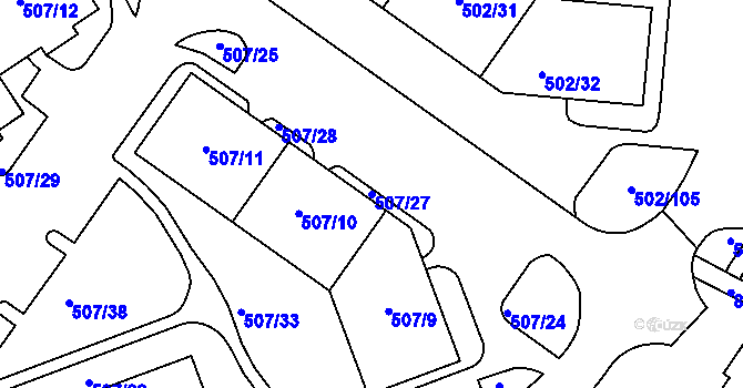 Parcela st. 507/27 v KÚ Hruškové Dvory, Katastrální mapa