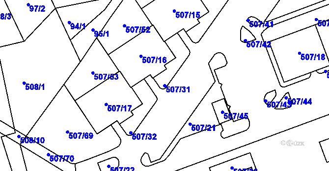 Parcela st. 507/31 v KÚ Hruškové Dvory, Katastrální mapa