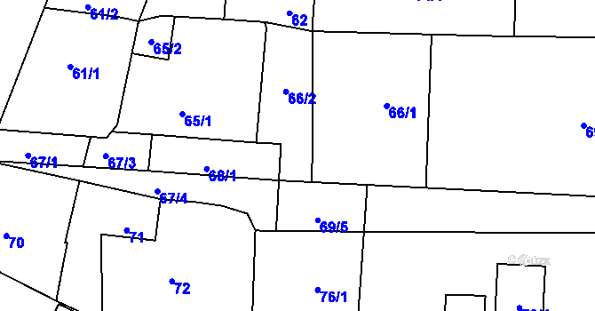 Parcela st. 66/3 v KÚ Hruškové Dvory, Katastrální mapa