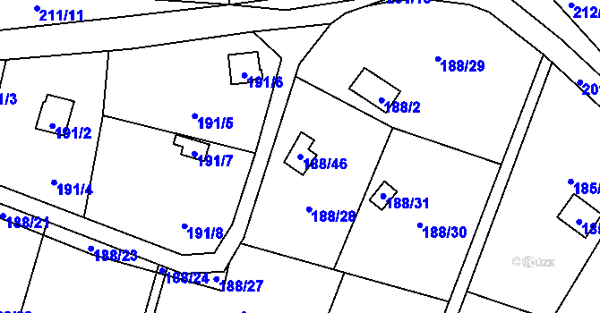 Parcela st. 188/46 v KÚ Hruškové Dvory, Katastrální mapa