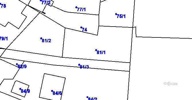 Parcela st. 81/1 v KÚ Hruškové Dvory, Katastrální mapa