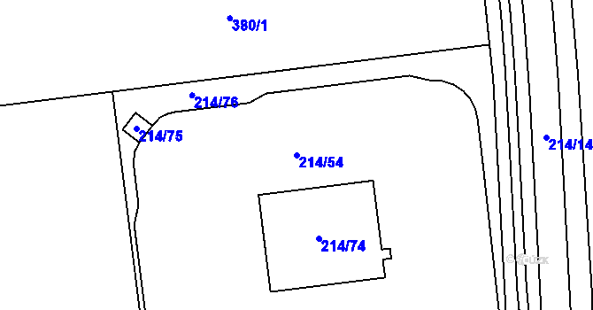 Parcela st. 214/54 v KÚ Hruškové Dvory, Katastrální mapa