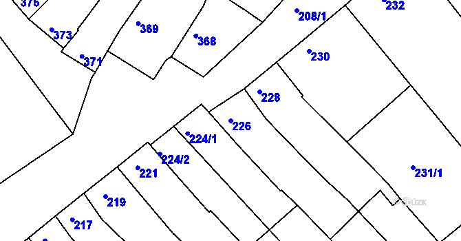 Parcela st. 226 v KÚ Hrušky, Katastrální mapa