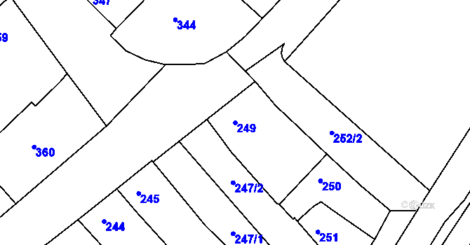 Parcela st. 249 v KÚ Hrušky, Katastrální mapa