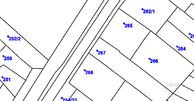 Parcela st. 267 v KÚ Hrušky, Katastrální mapa