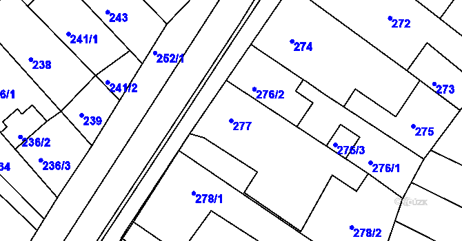 Parcela st. 277 v KÚ Hrušky, Katastrální mapa