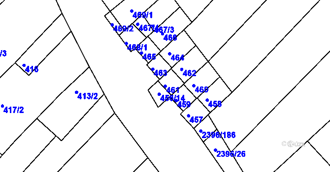 Parcela st. 461 v KÚ Hrušky, Katastrální mapa
