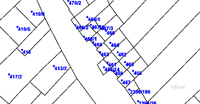 Parcela st. 463 v KÚ Hrušky, Katastrální mapa
