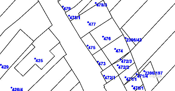Parcela st. 475 v KÚ Hrušky, Katastrální mapa