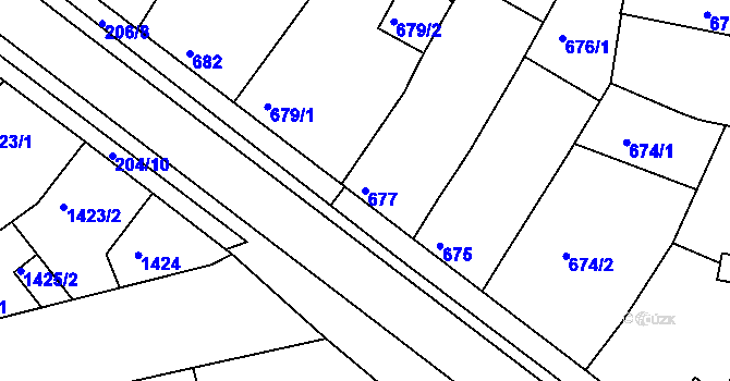 Parcela st. 677 v KÚ Hrušky, Katastrální mapa