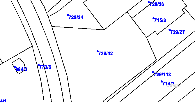Parcela st. 729/12 v KÚ Hrušky, Katastrální mapa