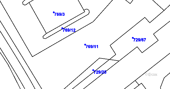 Parcela st. 769/11 v KÚ Hrušky, Katastrální mapa