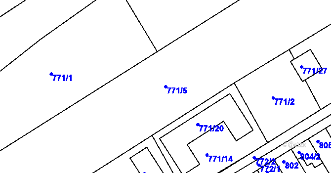 Parcela st. 771/5 v KÚ Hrušky, Katastrální mapa