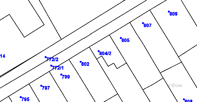 Parcela st. 804/2 v KÚ Hrušky, Katastrální mapa
