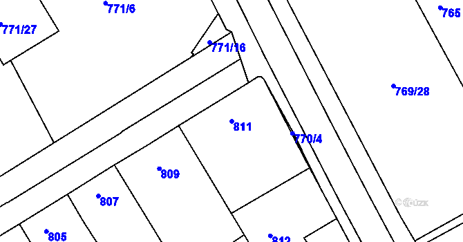 Parcela st. 811 v KÚ Hrušky, Katastrální mapa