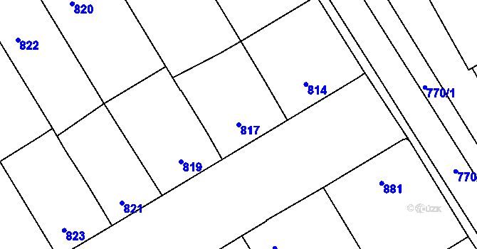 Parcela st. 817 v KÚ Hrušky, Katastrální mapa