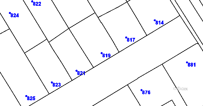 Parcela st. 819 v KÚ Hrušky, Katastrální mapa