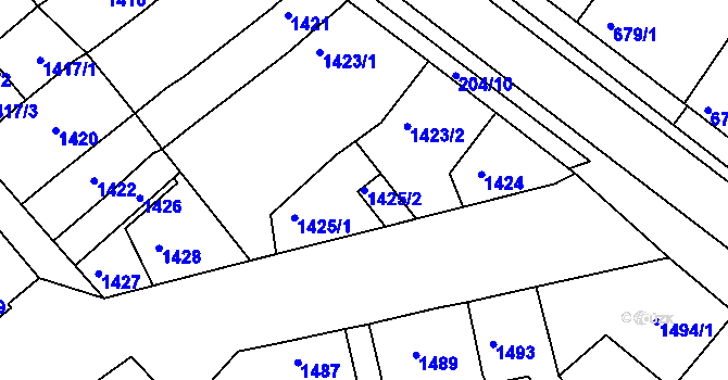 Parcela st. 1425/2 v KÚ Hrušky, Katastrální mapa