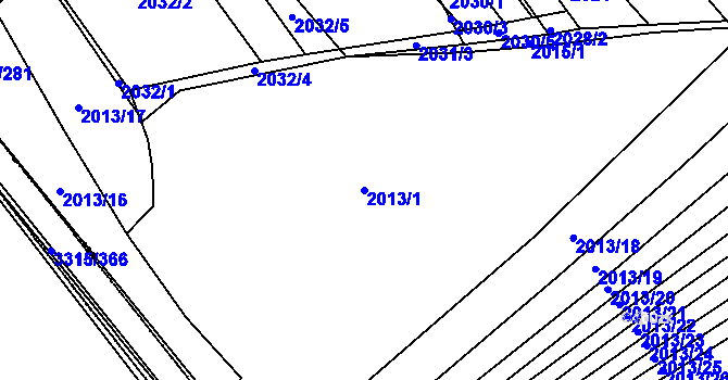 Parcela st. 2013/1 v KÚ Hrušky, Katastrální mapa