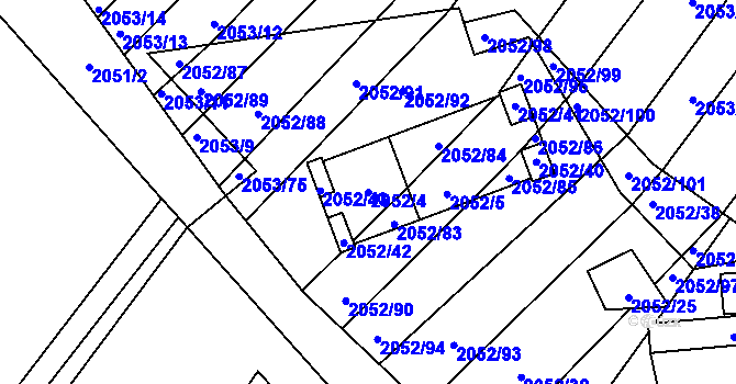 Parcela st. 2052/4 v KÚ Hrušky, Katastrální mapa