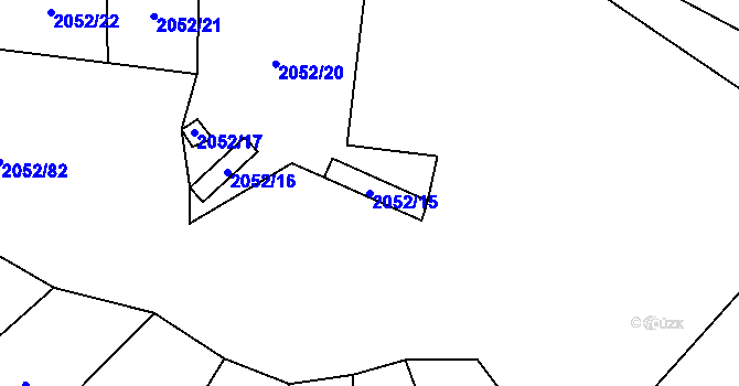 Parcela st. 2052/15 v KÚ Hrušky, Katastrální mapa