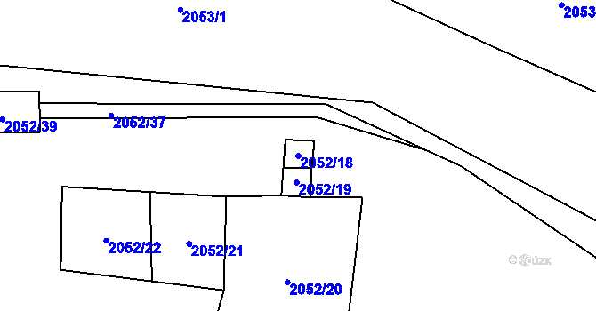 Parcela st. 2052/18 v KÚ Hrušky, Katastrální mapa