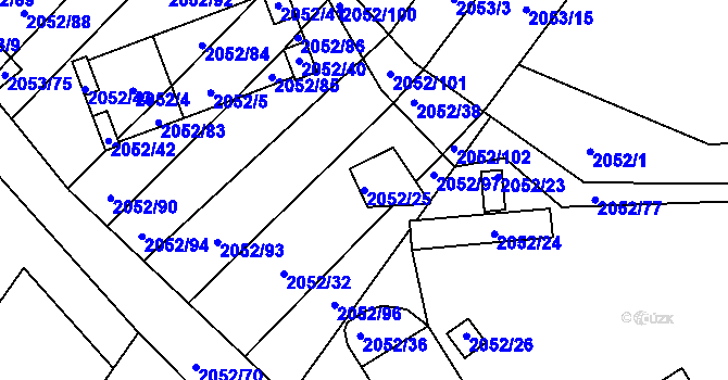 Parcela st. 2052/25 v KÚ Hrušky, Katastrální mapa