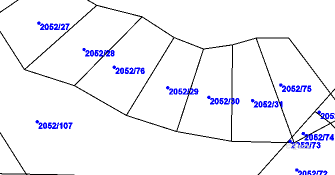 Parcela st. 2052/29 v KÚ Hrušky, Katastrální mapa