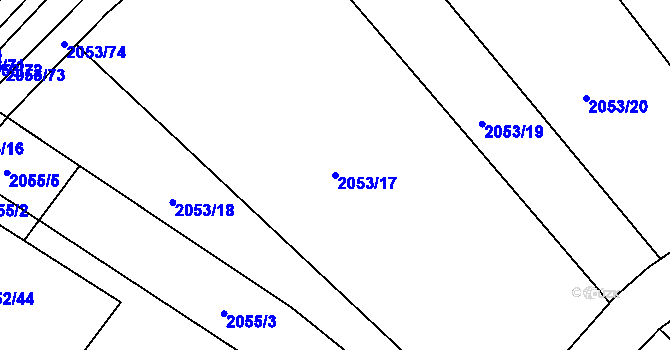 Parcela st. 2053/17 v KÚ Hrušky, Katastrální mapa