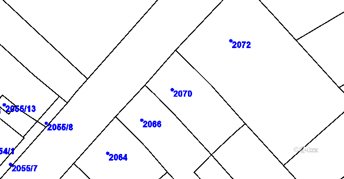 Parcela st. 2070 v KÚ Hrušky, Katastrální mapa