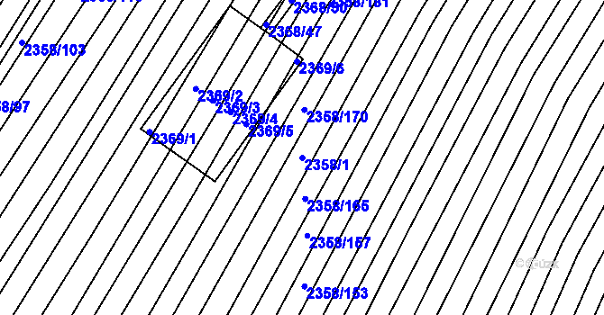 Parcela st. 2358/1 v KÚ Hrušky, Katastrální mapa