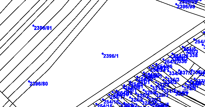 Parcela st. 2396/1 v KÚ Hrušky, Katastrální mapa