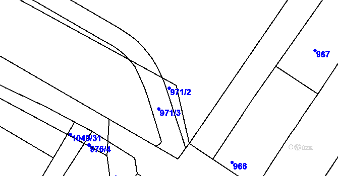 Parcela st. 971/2 v KÚ Hrušky, Katastrální mapa