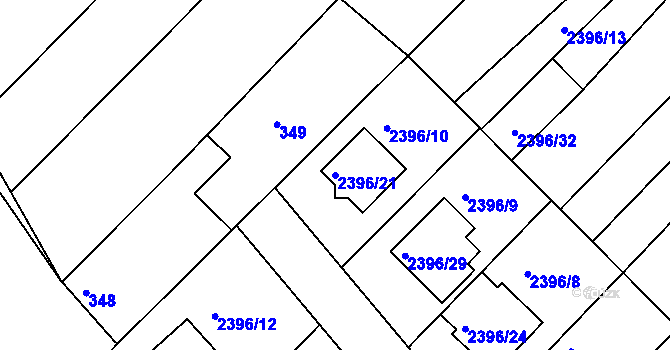 Parcela st. 2396/21 v KÚ Hrušky, Katastrální mapa