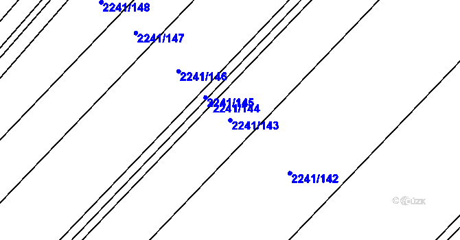 Parcela st. 2241/143 v KÚ Hrušky, Katastrální mapa