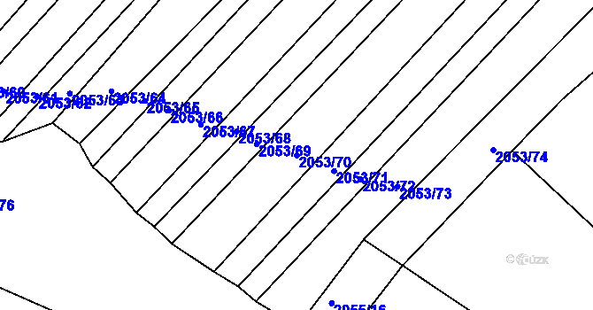 Parcela st. 2053/70 v KÚ Hrušky, Katastrální mapa