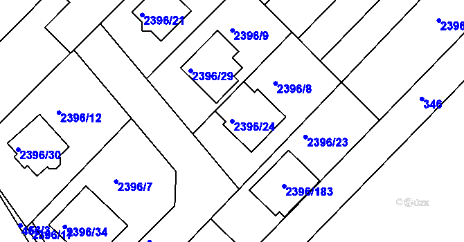 Parcela st. 2396/24 v KÚ Hrušky, Katastrální mapa