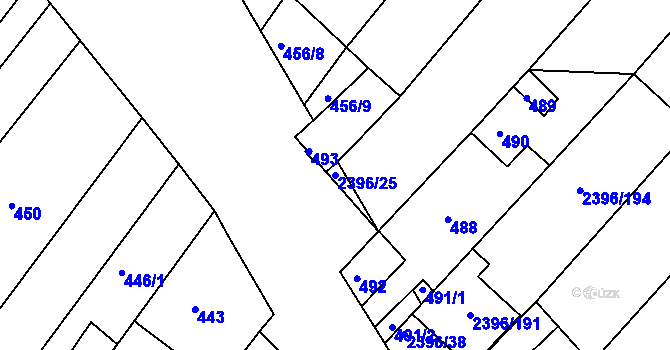 Parcela st. 2396/25 v KÚ Hrušky, Katastrální mapa