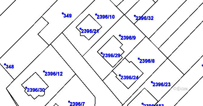 Parcela st. 2396/29 v KÚ Hrušky, Katastrální mapa