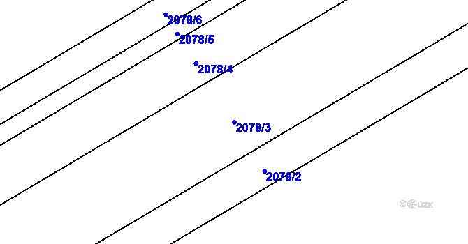 Parcela st. 2078/3 v KÚ Hrušky, Katastrální mapa