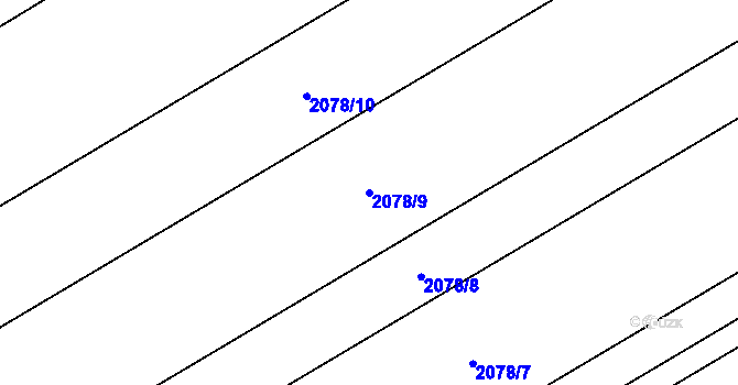 Parcela st. 2078/9 v KÚ Hrušky, Katastrální mapa