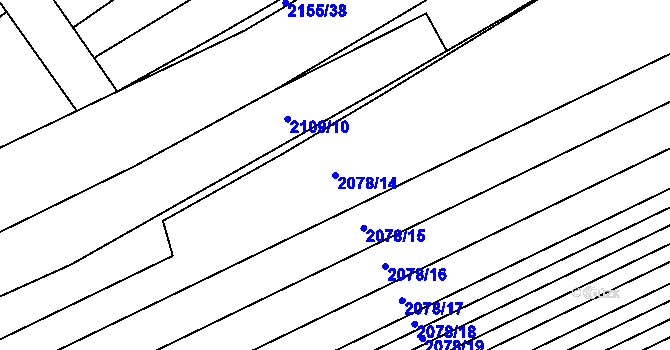 Parcela st. 2078/14 v KÚ Hrušky, Katastrální mapa