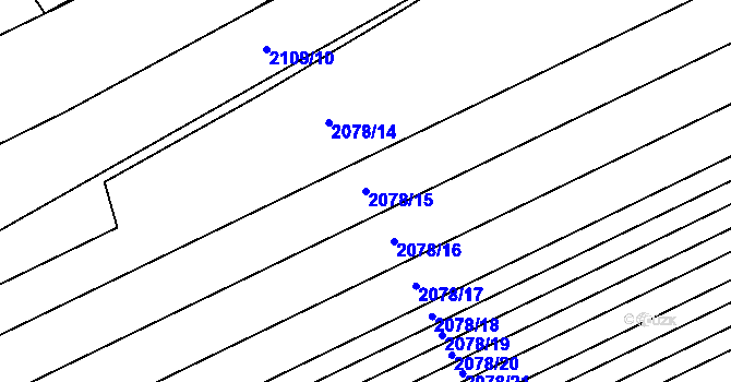 Parcela st. 2078/15 v KÚ Hrušky, Katastrální mapa