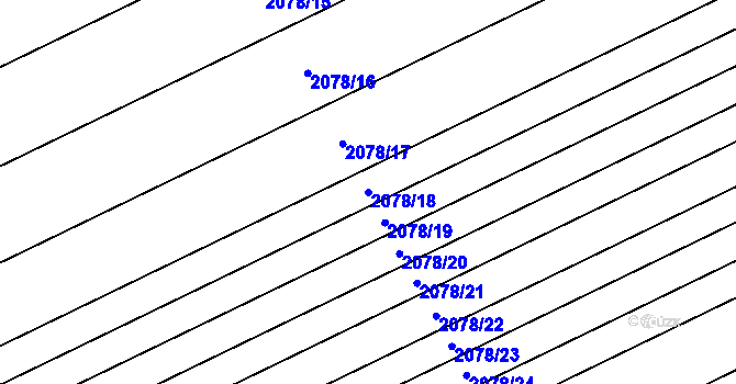 Parcela st. 2078/18 v KÚ Hrušky, Katastrální mapa